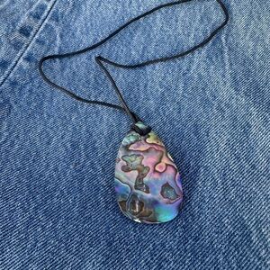 Iridescent Abalone Shell Pendant Necklace